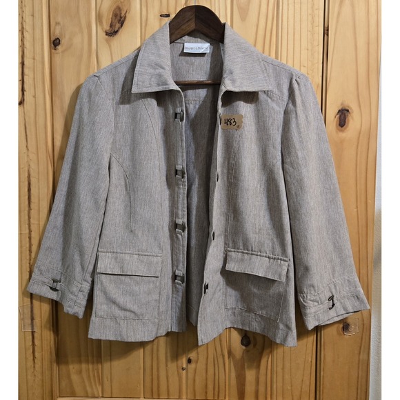 Draper'S & Damon'S Jackets & Blazers - Drapers & Damons Women's Petite Suit Jacket Size PM Brown 3/4 Sleeve Open Front